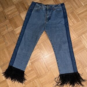 Momokrom jeans with feather accents. NWT.